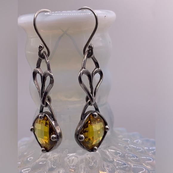 Silpada RARE Sterling Faceted Citrine Heart Dangle French Wire Earrings - Picture 4 of 11